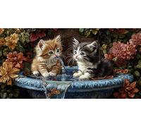 5D Diamond Painting Fontana Gattino Kit Completo per Adulti e Bambini, Pittura Diamante con Strass Rotondi, Set per Ricamo a Punto Croce, Regalo Creativo per Amanti dell'Arte 50 x 100cm D-441