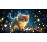 5D Diamond Painting gattino carino Kit Completo per Adulti e Bambini, Pittura Diamante con Strass Rotondi, Set per Ricamo a Punto Croce, Regalo Creativo per Amanti dell'Arte 70 x 140cm D-439