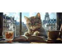 5D Diamond Painting gattino leggere Kit Completo per Adulti e Bambini, Pittura Diamante con Strass Rotondi, Set per Ricamo a Punto Croce, Regalo Creativo per Amanti dell'Arte 80 x 160cm D-438