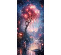 5D Diamond Painting Grandi Dimensioni per Adulti e Bambini, Diamond Painting laghi Albero Della Vita, Pittura Diamante con Strass Luminosi, Mosaico Ricamo Arte Decorazione Parete Casa80x160cm R-141