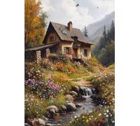 5D Diamond Painting kit, Case Pittura Diamante Paesaggio Diamond Painting Adulti Fai da Te Mosaico Strass Croce Ricamo a Punto per Adults, Decorazioni Parete, Regalo Donna 35x50 cm -bby25070HG1XK