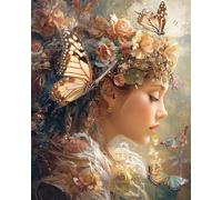 5D Diamond Painting Kit Completo Adulti, fiori di farfalla e ragazza fai da te Pittura Diamante Ricamo tela Pittura per la casa Decorazione Murale e Regali 30 * 40cm
