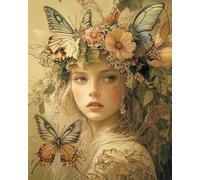5D Diamond Painting Kit Completo Adulti, fiori di farfalla e ragazza fai da te Pittura Diamante Ricamo tela Pittura per la casa Decorazione casa e Regali 30 * 40cm