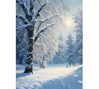 5D Diamond Painting Kit Completo Albero di neve Pittura Diamante Painting By Numbers Adulti Disegni con Perline da Attaccare Puzzle Stitch Diamond Painting Bambina per Casa Decorazione 40x50cm k-394