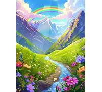 5D Diamond Painting Kit Completo Arcobaleno DIY Pittura Diamante Adulti Montagna Diamantini Crystal Art Kit Ricamo a Punto Croce Artigianale Mosaico Art per Decorazione Della Casa Regali 30x40cm T0-23