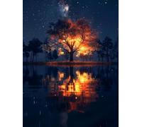 5D Diamond Painting Kit Completo, Diamond Painting Albero Della Vita Pittura Diamante Cielo Stellato, DIY Diamantini Crystal Art Ricamo a Punto Croce Artigianale Kit, Decorazioni Casa 80x110cm -yx608