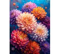 5D Diamond Painting Kit Completo, Diamond Painting Fiore Pittura Diamante Crisantemo, DIY Diamantini Crystal Art Ricamo a Punto Croce Artigianale Kit per Decorazioni Casa, Regalo 30x40cm -yxy2506PW