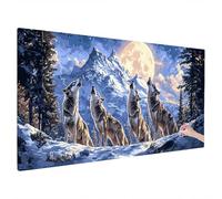 5D Diamond Painting Kit Completo, Diamond Painting Lupo Motivo, Pittura Diamante Grandi Dimensioni 70x30cm, DIY Mosaici Ricamo a Punto Croce Quadri, Decorazioni Casa, Idee Regalo Donna (Montagna) P-63