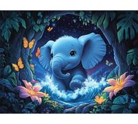 5D Diamond Painting Kit Completo Elefante Diamond Painting Bambina, Kit di Pittura Diamante Farfalla Passatempo per Adulti, DIY Diamantini Crystal Art Hobby Creativi Adulti, Regali 40x50 cm K-785