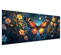5D Diamond Painting Kit Completo Farfalla, DIY Pittura Diamante Fiore, Quadri Diamond Painting Bambina Quadri con Perline, Diamantini Crystal Art Kit per Decorazioni Camera da Letto (80x30cm) J-86