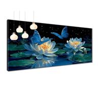 5D Diamond Painting Kit Completo, Farfalla Pittura Diamante, Loto Diamond Painting Adulti, Quadrato Diamantini Crystal Art Bambini, Strass Ricamo a Punto Croce, per Decorazioni Parete 50x100 cm T3-642