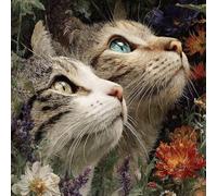 5D Diamond Painting Kit Completo Gatto Quadri con Perline Flower Kit Diamond Painting DIY Full Drill Quadrato Diamantiny Painting Kit Punto Croce, Decorazione per Casa, Regalo Donna 40x40cm C-TM19