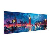 5D Diamond Painting Kit Completo Londra Diamond Painting Paesaggio Pittura Diamante Adulti,Mosaico Quadri con Perline,DIY Diamantini Crystal Art Hobby Creativi Adulti,Decorazioni Casa 100x50cm X2-177