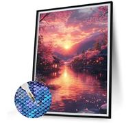 5D Diamond Painting Kit Completo Paesaggio Diamond Painting Piccole Dimensioni 40x50 Lago Pittura Diamante Adulti DIY Full Drill Diamantini Crystal Art Kit, Hobby Creativi Adulti, Regalo Donna N-343