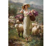 5D Diamond Painting Kit Completo, Pittura Diamante Fai da Te per Adulti, Trapano Rotondo Full Drill 30x40cm, Mosaico Strass Cristallo Ricamo a Punto Croce Artigianale, fattoria donna Decorazione H-601