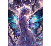 5D Diamond Painting Kit Completo, Pittura Diamante Fata Farfalla Diamond Painting Adulti/Bambina Puzzle Stitch Diamantini Crystal Art Bambini Diamond Painting Kit per Decorazione Casa 70x53cm S-3058