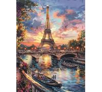 5D Diamond Painting Kit Completo, Ponte Della Torre Eiffel DIY Diamanti quadrati Mosaico Gioielli Art, principianti Adulti e Bambini Muri di casa Camera da letto Ufficio Decorazione 60x120cm L-1