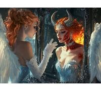 5D Diamond Painting Kit Completo Ragazza Diamond Painting Demone Pittura Diamante, DIY Mosaico Diamantini Crystal Art Ricamo a Punto Croce per Autunnali della Decorazioni Parete Casa 50x70 cm E0-68