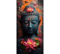 5D Diamond Painting Kit Completo zen Diamond Painting Grandi Dimensioni 50x100 cm, Diamantini Crystal Art Kit Pittura Adulti, Loto Strass Ricamo a Punto Croce per Adulti Decorazione da Parete c-154