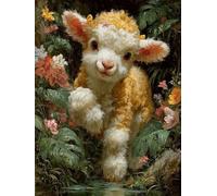 5D Diamond Painting Kit, Diamond Painting Animale Pittura Diamante Pecora Diamantini Crystal Art, DIY Strass Ricamo a Punto Croce Artigianale Adulti per Decorazioni Casa Parete 90x120cm -wyl2506CF