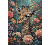 5D Diamond Painting Kit, Diamond Painting Giraffa Pittura Diamante Fiori Diamantini Crystal Art, DIY Strass Ricamo a Punto Croce Artigianale Adulti per Decorazioni Casa Parete 50x70 cm -wyl2506VT