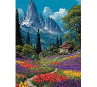 5D Diamond Painting Kit, Diamond Painting Paesaggio Pittura Diamante Fiori Diamantini Crystal Art, DIY Strass Ricamo a Punto Croce Artigianale Adulti per Decorazioni Casa Parete 90X120Cm -wyl2506TM