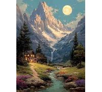 5D Diamond Painting Kit, Diamond Painting Paesaggio Pittura Diamante Luna Diamantini Crystal Art, DIY Strass Ricamo a Punto Croce Artigianale Adulti per Decorazioni Casa Parete 25x35 cm -wyl2506YZ