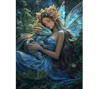5D Diamond Painting Kit Dinosauri Elfi, Pittura Diamante 100x130cm d-434