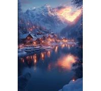 5D Diamond Painting kit, Inverno Pittura Diamante Montagna Diamond Painting Adulti Fai da Te Mosaico Strass Croce Ricamo a Punto per Adults, Decorazioni Parete, Regalo Donna 35X50Cm -bby2507QA9FMZ
