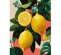 5D Diamond Painting Kit, Limone Pittura Diamante Flower Diamond Painting Adulti Fai da Te Mosaico Strass Croce Ricamo a Punto per Decorazioni Casa Camera da Letto, Regalo Donna 25X35Cm -yym2507FC