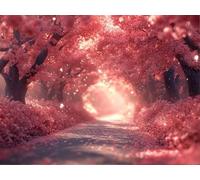 5D Diamond Painting Kit, Percorso Ciliegio DIY Rotondo Tutti i Perforatori Diamante Arte, a Mosaico Digitale Ricamo a Dipinto, Applicabile Decorazione Pareti Regalo 50x60cm YN6N-856