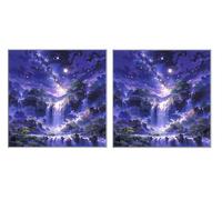 5D Diamond Painting Kit Set di 2 Pezzi, Cascata Fantasy, DIY Diamand Art Kits, DIY Round Diamant Arte, Mosaico Ricamo a Painting, Applicabile Decorazione Pareti, Women Regalo, 50x50cm Z6YX-598