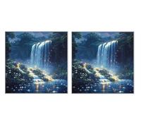 5D Diamond Painting Kit Set di 2 Pezzi, Cascata Stelle, DIY Diamand Art Kits, DIY Round Diamant Arte, Mosaico Ricamo a Painting, Applicabile Decorazione Pareti, Women Regalo, 50x50cm Z6YX-602