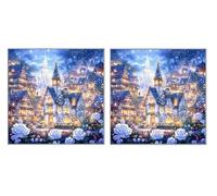 5D Diamond Painting Kit Set di 2 Pezzi, Villa Rose, DIY Diamand Art Kits, DIY Round Diamant Arte, Mosaico Ricamo a Painting, Applicabile Decorazione Pareti, Un Regalo Per Una Donna, 90x90cm Z6YX-520