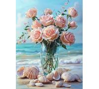 5D Diamond Painting Kit Vaso di rose, Pittura Diamante 60x80cm d-538