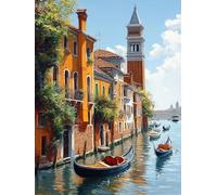 5D Diamond Painting Kit Venezia Diamond Painting Grandi Dimensioni Barca, 5D Kit Pittura Adulti Quadri Con Perline, DIY Full Drill Quadrato Diamantiny Punto Croce Decorazione Parete 80x120cm 4-6P82P4