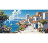 5D Diamond Painting Kits Completo,Piccola Città Diamond Painting Grandi Dimensioni 70x140cm, Diamond Painting Barca A Vela Punto Croce Diamond Embroidery Art, Decorazioni da Parete Casa -8976