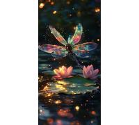 5D Diamond Painting Libellula, Diamond Painting Kit Completo Paesaggio, Fai da Te Pittura Diamante, Kit Punto Croce Diamantini Crystal Art per Decorazione Della Parete di Casa, Regalo 50x100cm Fit-133