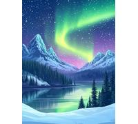 5D Diamond Painting Luce del Nord, Lago Diamond Painting Kit Completo, Passatempo per Adulti Principianti, Diamantini Crystal Art Bambini, Strass Ricamo Punto a Croce, Decorazione Interna 20x30cm A-4