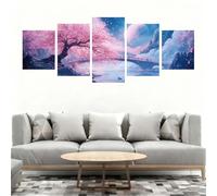 5D Diamond Painting Luna 5 Pezzi Fiori Ciliegio Diamond Painting Kit Completo, DIY Puzzle Pittura Diamante Strass Ricamo a Punto Croce Diamantini Crystal Art per Decorazioni Casa 300x150cm B0-26
