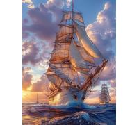 5D Diamond Painting Mare Diamond Painting Kit Completo, Diamond Painting Piccoli 40x50cm Barca Diamond Painting Adulti DIY Quadrato Diamantini Crystal Art Ricamo Paintings, Home Wall Decor Gifts -Du87