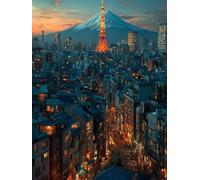 5D Diamond Painting Monte Fuji, DIY Diamond Painting Kit Completo Giappone, Piazza Quadri con Perline, Disegni con Perline da Attaccare, Diamantini Crystal Art, Decorazione da Parete, 40x50cm 1-8974