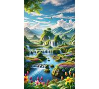 5D Diamond Painting Natura Paesaggio Fiumi,Pittura Diamante DIY per Adulti,Square Drill diamond painting Kit Completo Strass Ricamo a Punto Croce Arts Craft per Casa Pareti Decorazione 70x150 cm