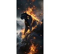 5D Diamond Painting Pantera Nera Fuoco, Diamond Art Kit Completo, Art of Paint by Numbers per Adulti, Quadri con Perline Adesive, Regali per Famiglia e Amici, Arte di per Home Decor 60x120 cm L-203
