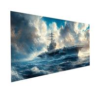 5D Diamond Painting Portaerei, Strass Kit Ricamo Punto Croce Quadri con Perline Guerra, Diamond Painting Hobby Creativi Adulti,Fai Da Te Full Drill Diamante per Dipingere Regalo 60 x 120 cm Model13533