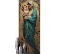 5D Diamond Painting Religione Madonna Diamond Painting Kit Completo, Rotondo Diamond Painting Adulti Diamantini Crystal Art Bambini, DIY Paint by Numbers per Decorazione Parete Casa 70 X 30cm-526FC