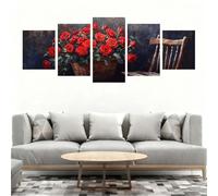 5D Diamond Painting Rosa 5 Pezzi Fiore Diamond Painting Kit Completo, DIY Puzzle Pittura Diamante Ricamo a Punto Croce Paint by Numbers Diamantini Crystal Art per Decorazioni Casa 200x100cm B0-102