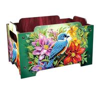 5D Diamond Painting Snack Storage Box - DIY Diamond Art Colored Pattern Wood Case Partial Drill Rhinestones Decorative Wooden Crystal Mosaic Storage Container for Home Dresser Desk Decor