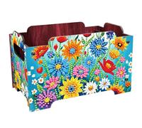 5D Diamond Painting Snack Storage Box - DIY Diamond Art Colored Pattern Wood Case Partial Drill Rhinestones Decorative Wooden Crystal Mosaic Storage Container for Home Dresser Desk Decor