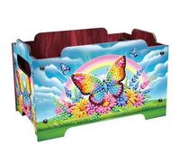 5D Diamond Painting Snack Storage Box - DIY Diamond Art Colored Pattern Wood Case Partial Drill Rhinestones Decorative Wooden Crystal Mosaic Storage Container for Home Dresser Desk Decor